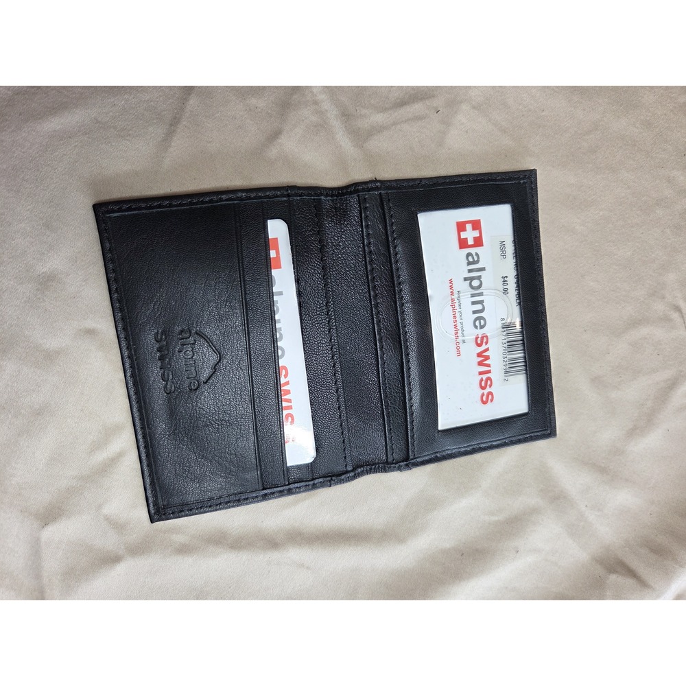 Men's Alpine Swiss Bi-Fold Leather Wallet Black NWT Card Cash